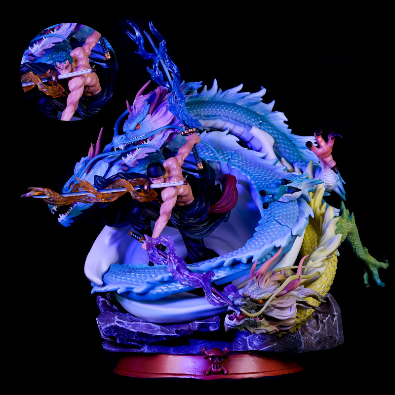 Novelty Games Anime One Piece Zoro Super Big Action Figure 3 Dragons Statue Gk Model Doll 35cm Figurines Christmas Gift Toys For Children