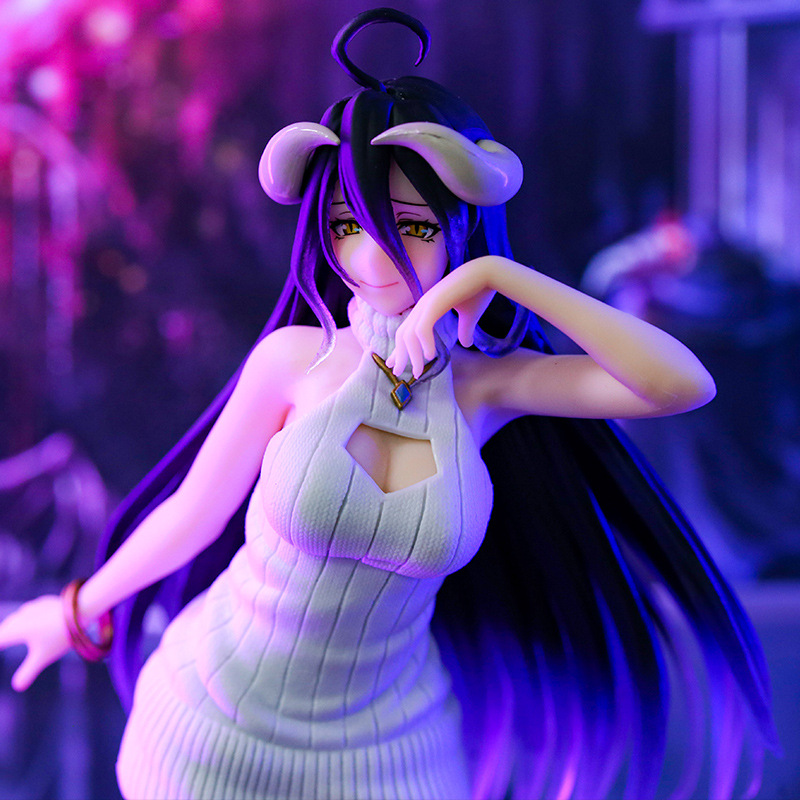 Novelty Games Anime Overlord Albedo Knitted Skirt 22cm Sexy Action Figure Pure White Demon Statue Model Dollfigurines Christmas Gift Ornamen