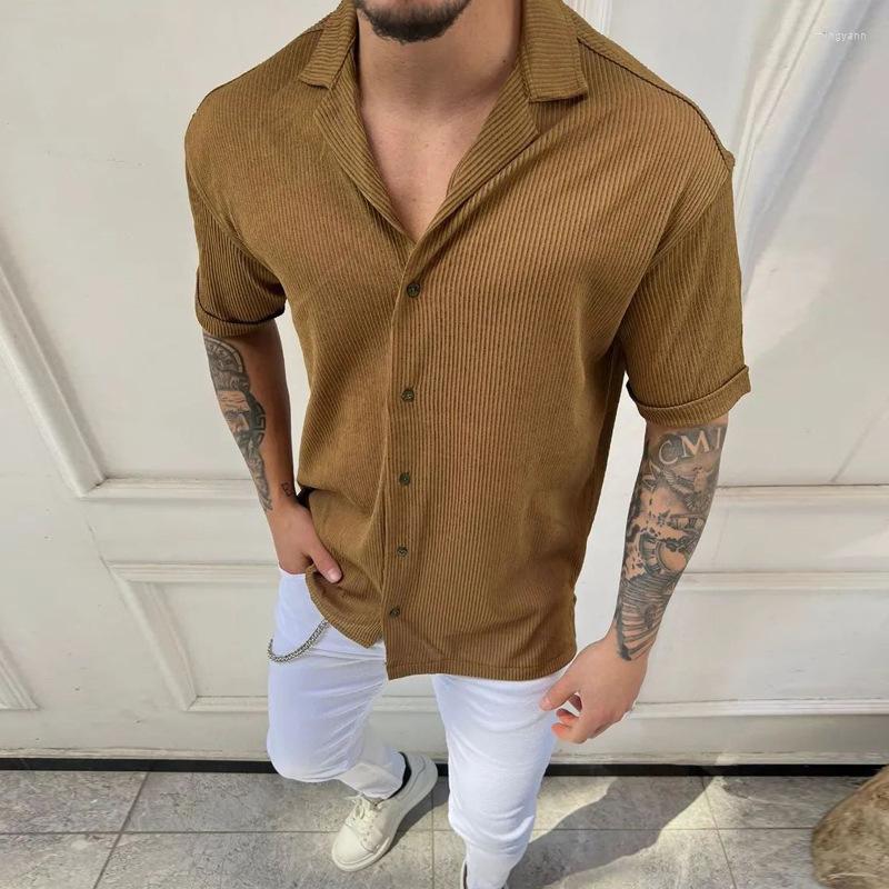 Men' Casual Shirts Men Summer Short Sleeve Shirt Vintage Ribbed Solid Suit Collar Top Cardigan Fashion Male Loose Blouse Streetwer
Men' Casual Shirts Men Summer Short Sleeve Shirt Vintage Ribbed Solid Suit Collar Top Cardigan Fashion Male Loose Blouse Streetwer