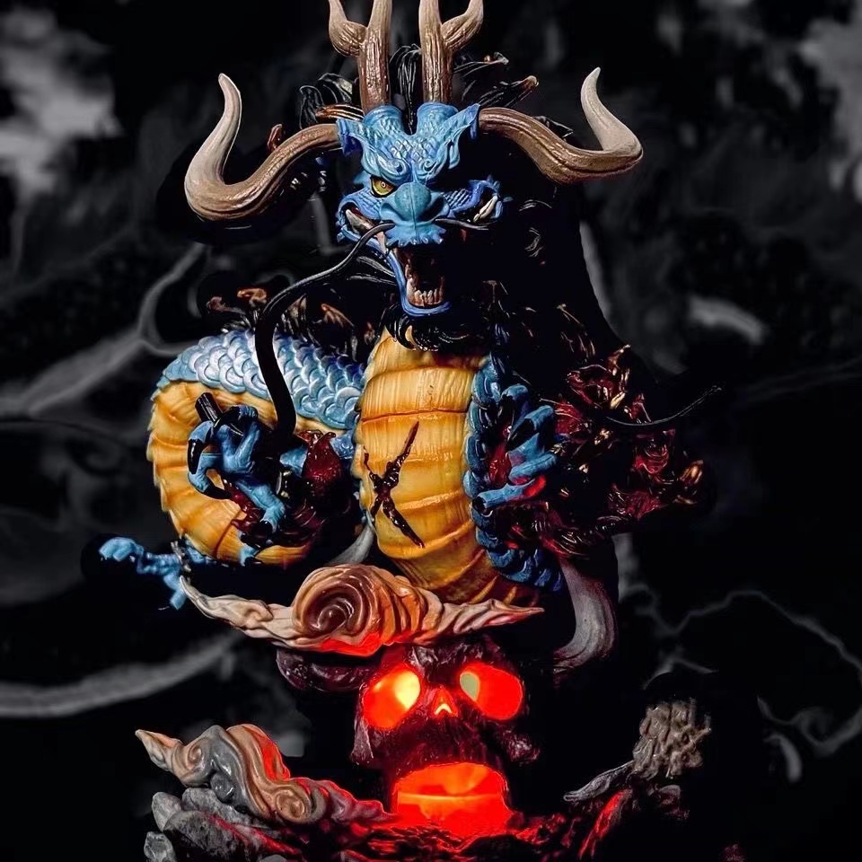 Novelty Games 22cm One Piece Anime Figure GK Kaido Dragon Form Four Emperors With Lamp PVC Action Figure Model Dolls Antistress Toy For Gift