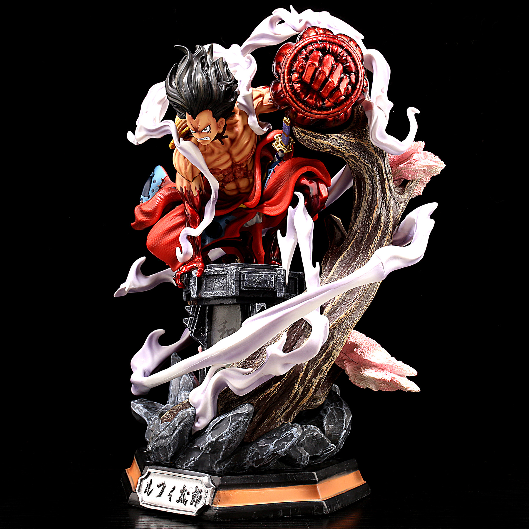Novelty Games One Piece Anime Figure 26cm Wano Gear 4 Luffy 2 Head Pieces Statue Figures Collectible Model Decoration Toy Christmas Gift