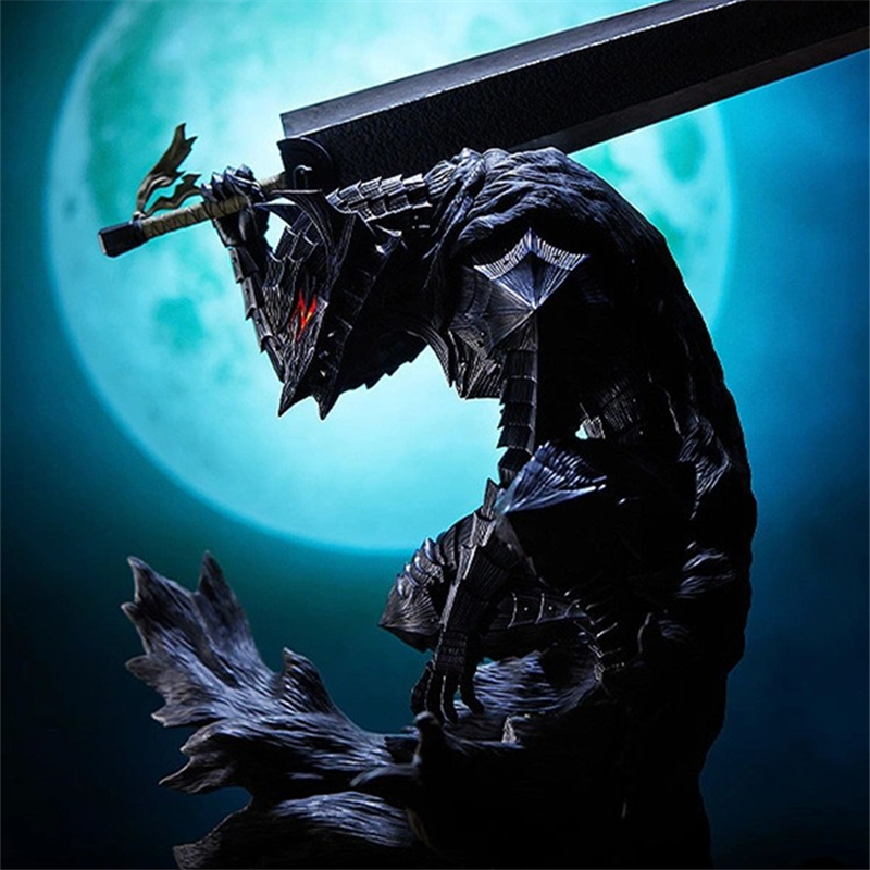 Novelty Games Anime Berserk Guts L 25cm Figure Black Battle Armor War Damage Swordsman Action Figurine Model Doll Collection Kids Toys