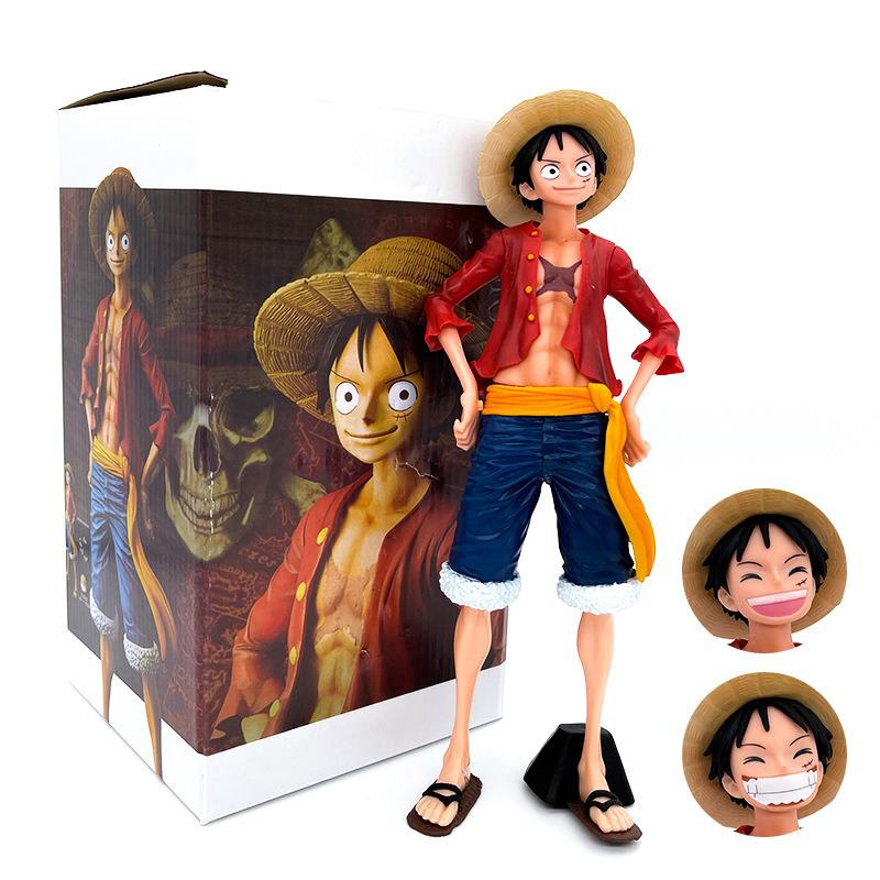 Novelty Games 28cm Anime One Piece Assemble Figure Confident Smiley Luffy Three Form Face Changing Doll Action Figurine Model Toys Garage Ki