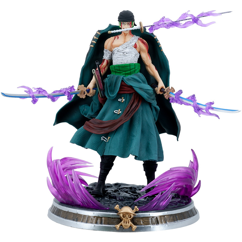 Novelty Games Amine One Piece 35cm Bloody Zoro Figures Gk Series Bath Blood Statue Flow Domineering Model Ornaments Birthday Gifts Figurine