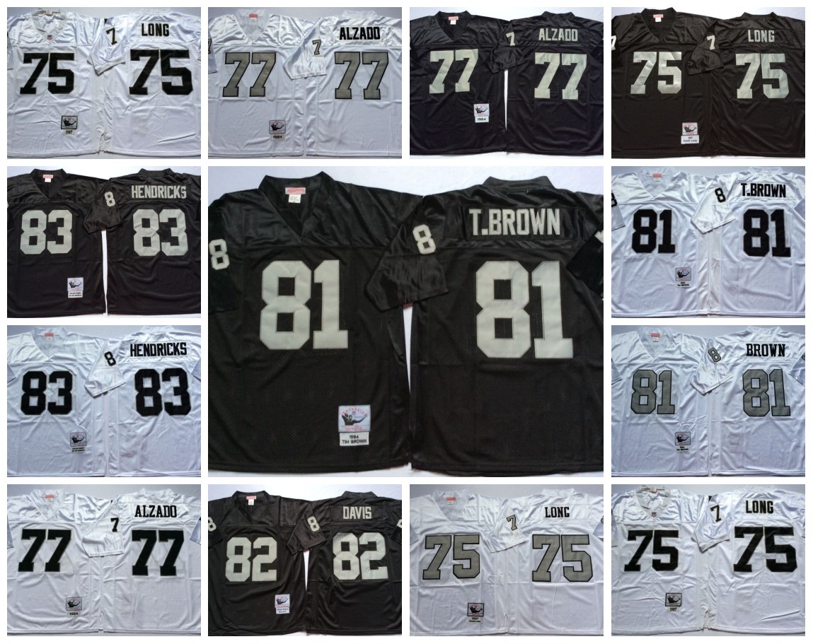 

NCAA Vintage Retro 75th Football 81 Tim Brown Jerseys Mitchell Ness 77 Lyle Alzado 75 Howie Long 83 Ted Hendricks 82 Al Davis Jersey, Same as picture