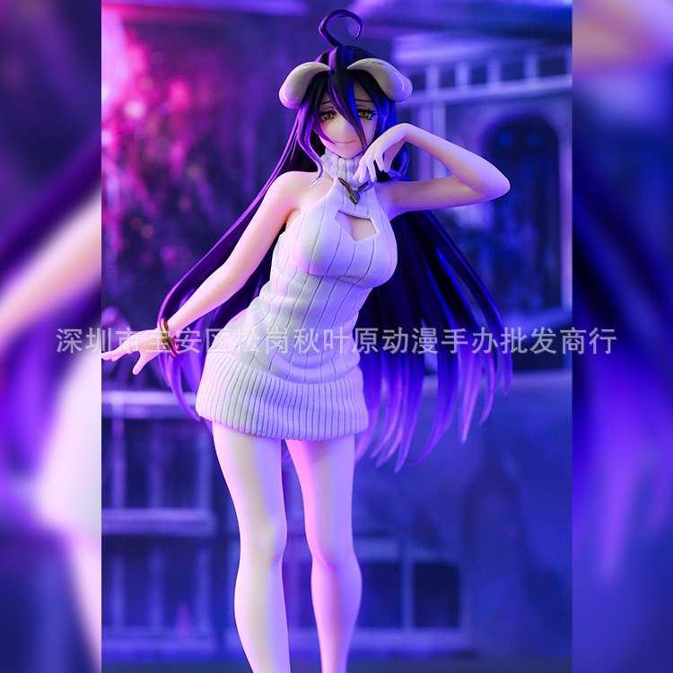 Novelty Games Anime Overlord Albedo Knitted Skirt 22cm Sexy Action Figure Pure White Demon Statue Model Dollfigurines Christmas Gift Ornamen