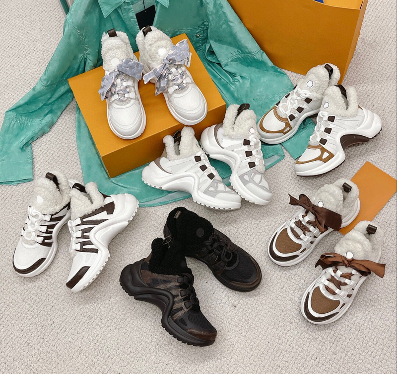 Designer Women Casual Shoes Archlight Winter fluffy Velvet calf leather Mesh Bow laces Bouncy Outsole Sneaker Luxurys Fashion Ladies Sports Shoes Size 35-41, Customized
Designer Women Casual Shoes Archlight Winter fluffy Velvet calf leather Mesh Bow laces Bouncy Outsole Sneaker Luxurys Fashion Ladies Sports Shoes Size 35-41, Customized
