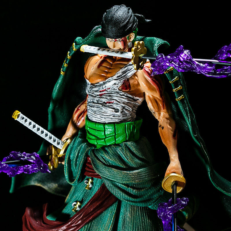 Novelty Games Amine One Piece 35cm Bloody Zoro Figures Gk Series Bath Blood Statue Flow Domineering Model Ornaments Birthday Gifts Figurine
