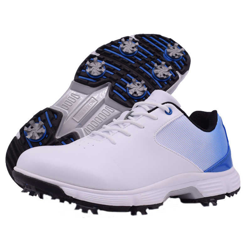 Dress Shoes Waterproof golf shoes large 40-48 nailed Golf casual training 2022, Blue