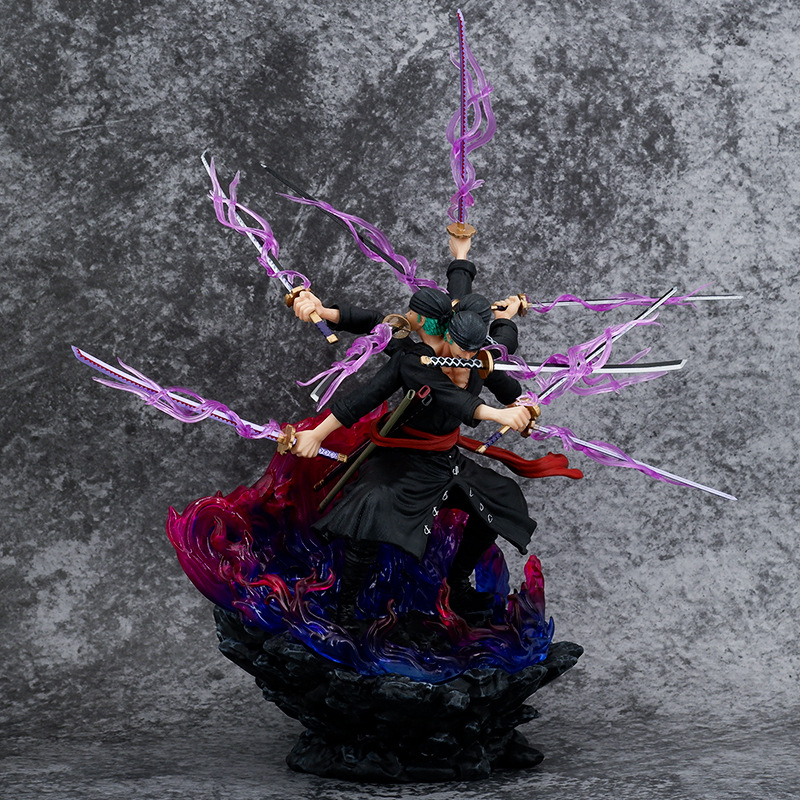 Novelty Games 39cm One Piece Roronoa Zoro Anime Figure Gk Three Heads And Six Arms Nine Knives Flow Ashura Pvc Action Figurine Model Toys Do