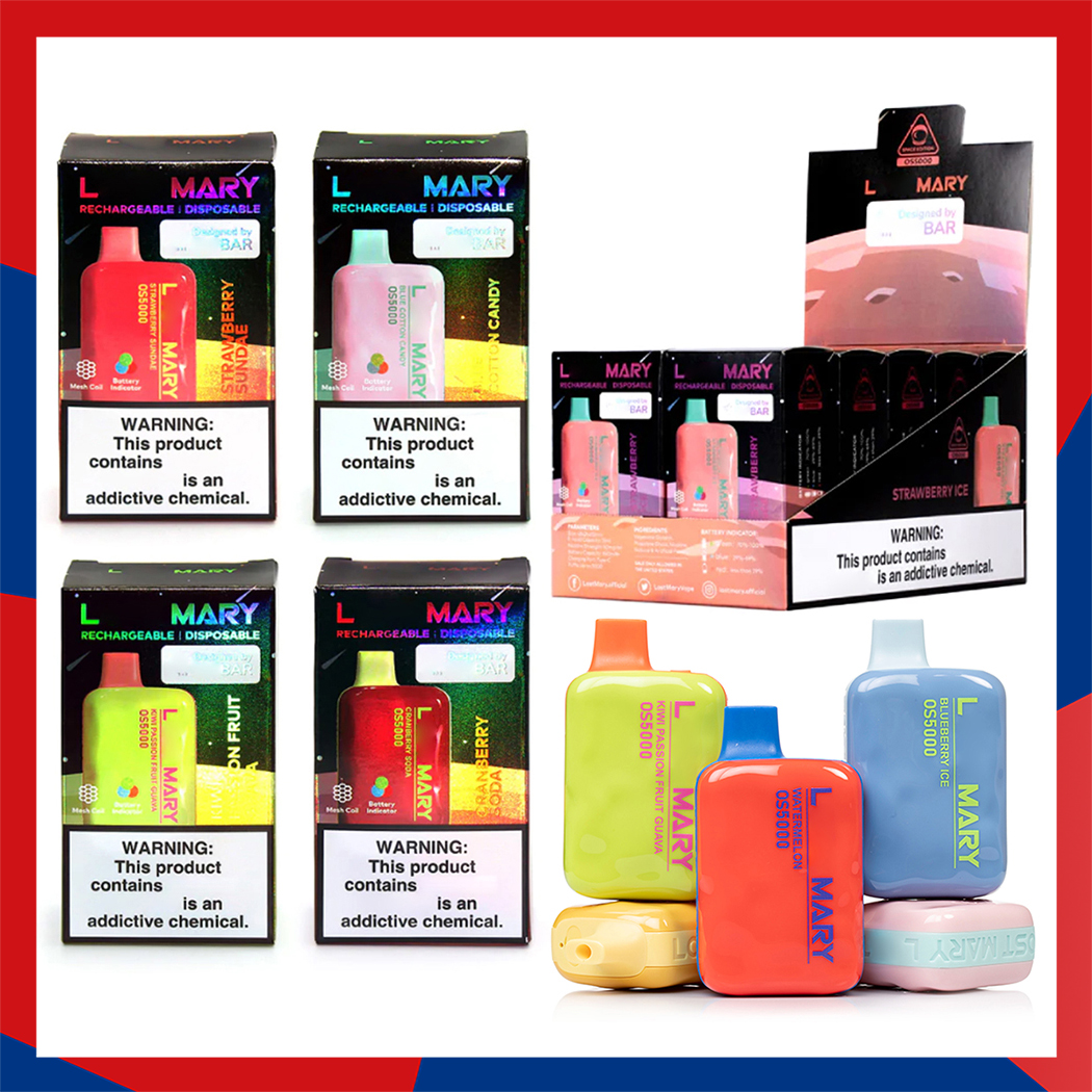 L Mary OS5000 Ef Bar Disposable E cigarettes 5000 Puffs Vape Pen 13ml Pre-filled Mesh Coil Pods 650mAh Rechargeable Battery Vaporizers vapes flavours elux bars esco
L Mary OS5000 Ef Bar Disposable E cigarettes 5000 Puffs Vape Pen 13ml Pre-filled Mesh Coil Pods 650mAh Rechargeable Battery Vaporizers vapes flavours elux bars esco