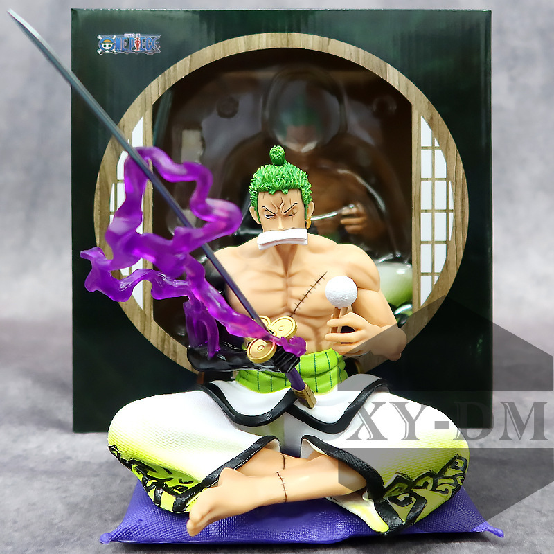 Novelty Games One Piece Anime Roronoa Zoro Figure Collection Model Toys Kids Gifts 21cm Wipe The Sword Zoro Fan Collectibles Sitting Positio