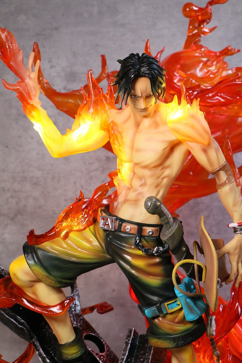 Novelty Games Anime One Piece Ace Super Large Figure Toys Luminous 35cm Pvc Statue Christmas Birthday Gift Toy Figurines For Children