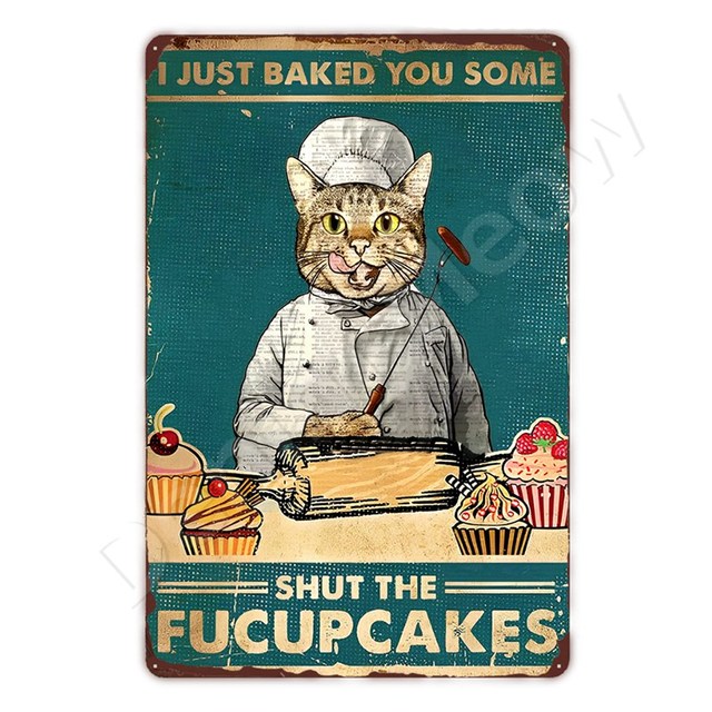 Funny Bathroom Quote Metal Tin Sign Vintage Black Cat Wash Your Paws Poster for Home Bathroom Cafe Wall Decor Gift 20cmx30cm Woo