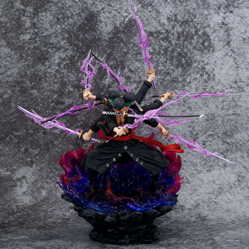 Novelty Games 39cm One Piece Roronoa Zoro Anime Figure Gk Three Heads And Six Arms Nine Knives Flow Ashura Pvc Action Figurine Model Toys Do