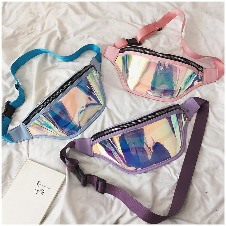 

Outdoor Bags 1PC Holographic Fanny Pack Hologram Waist Bag Laser PU Beach Travel Banana Hip Bum Zip Women Purse Belt Girl Chest, Purple