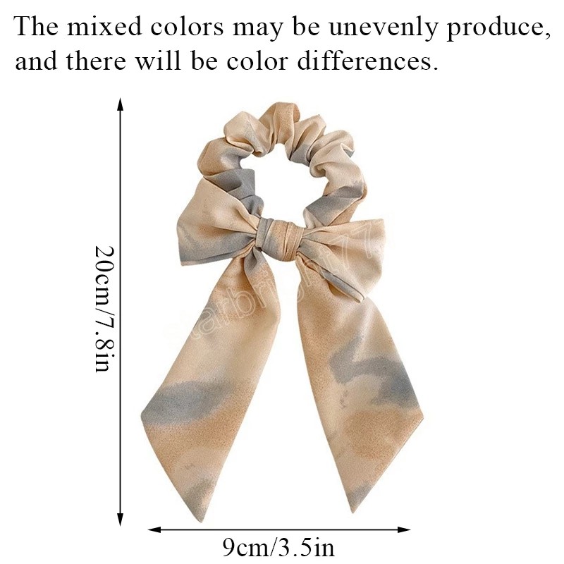 Korean Bowknot Hair Rope Tie Dye Ponytail Holder Long Ribbon Elastic Hair Bands Headwear Women Hair Accessories