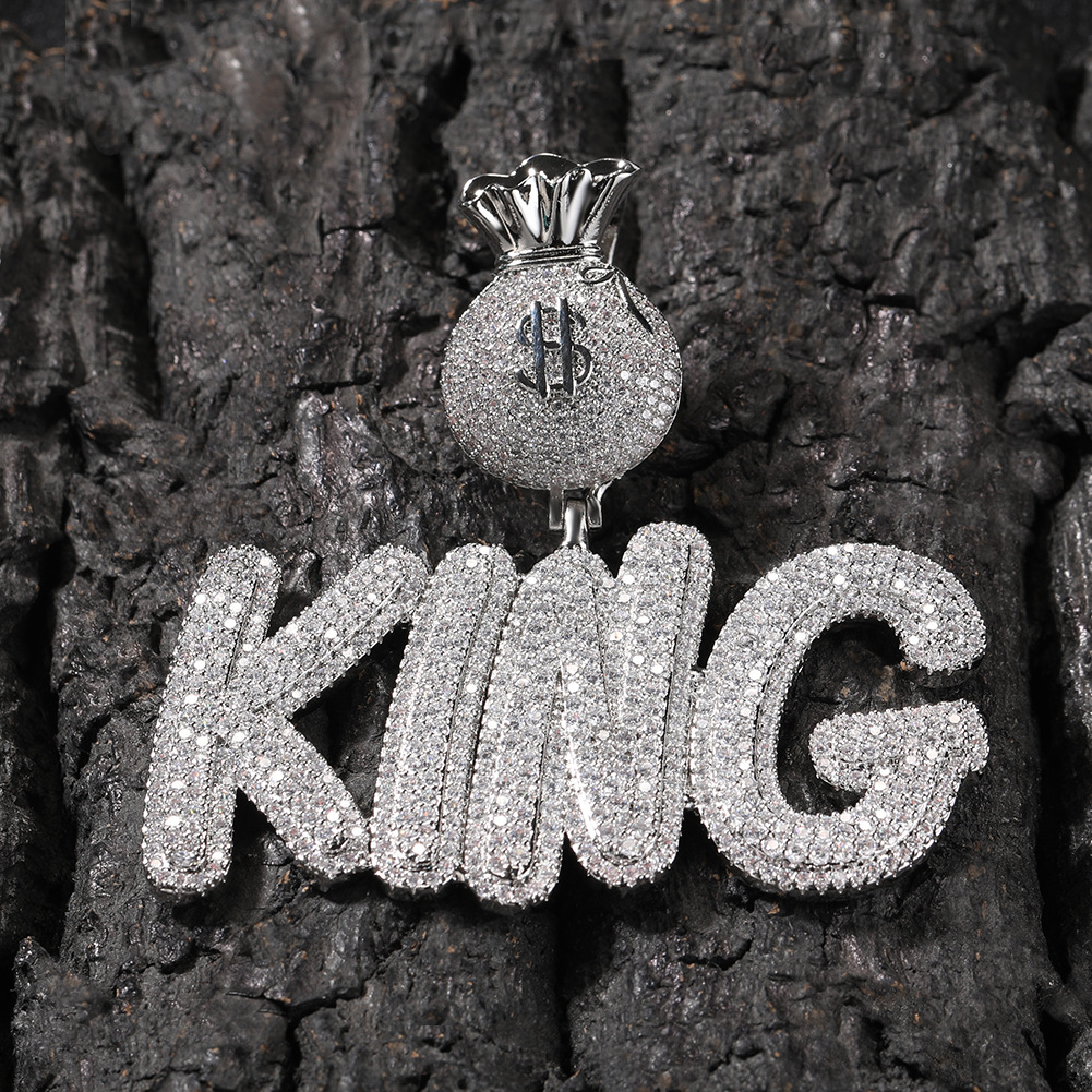 TopBling A-Z Custom Name Letters Pendant Necklaces Jewelry Dollar Symbol Buckle Clasp Full TopBling Zircon