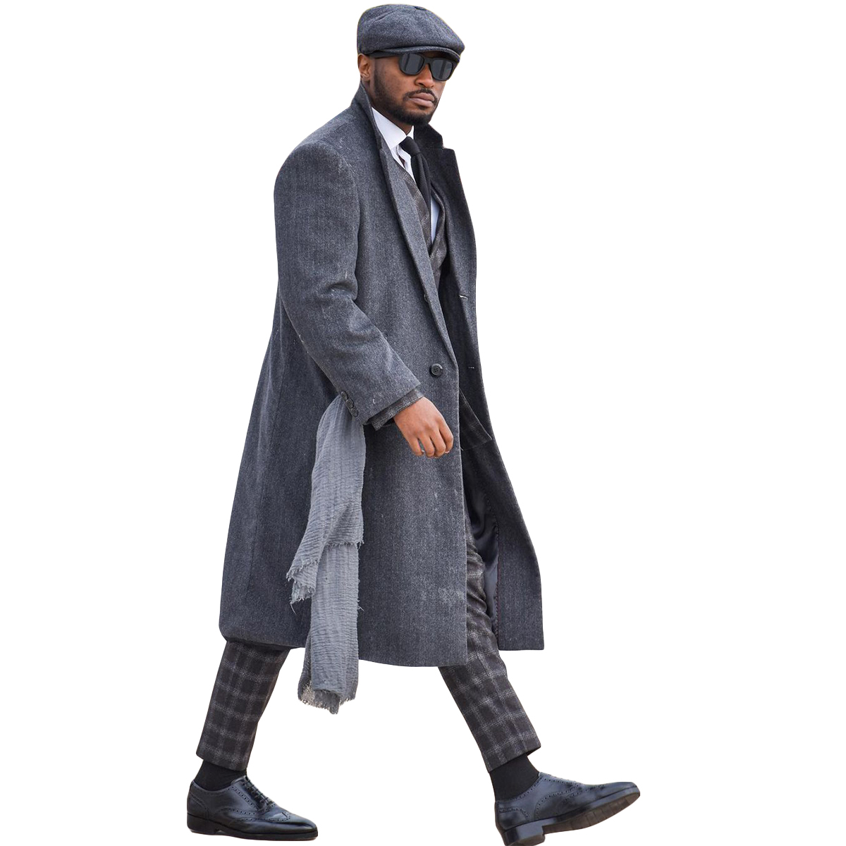 One Piece Handsome Wedding Tuxedos Men Suit Long Woolen Casual Coat Two Outer Pockets Modern Customized Business Suit Back Vent Loose Autumn Winter