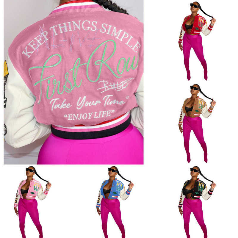 2023 New Spring Women Baseball Jackets Full Position Printed Threaded Varsity Desinger Cropped Patchwork Button Coats, Black
2023 New Spring Women Baseball Jackets Full Position Printed Threaded Varsity Desinger Cropped Patchwork Button Coats, Black