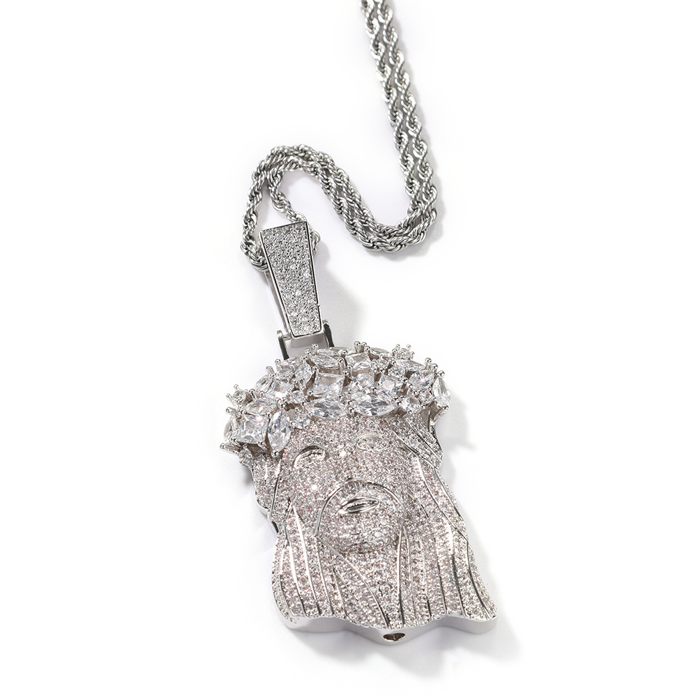 TopBling Large Jesus Face Pendants Necklace Jewelry Real 18K Gold Plated Religious Jewelry