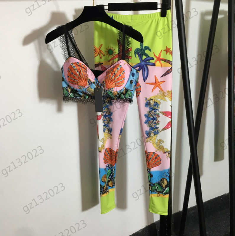 Womens Tracksuit Lace Embellished Strapless Suspender Top Match Starfish Print Stretch Leggings Fashion Designer Women Clothing 1970
Womens Tracksuit Lace Embellished Strapless Suspender Top Match Starfish Print Stretch Leggings Fashion Designer Women Clothing 1970