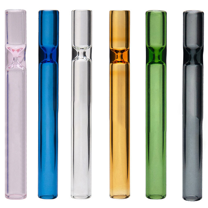 Glass Smoking One Hitter Pipes OG Cigarette Holder Filter Mouthpiece Such Tip 100mm Length Colorful