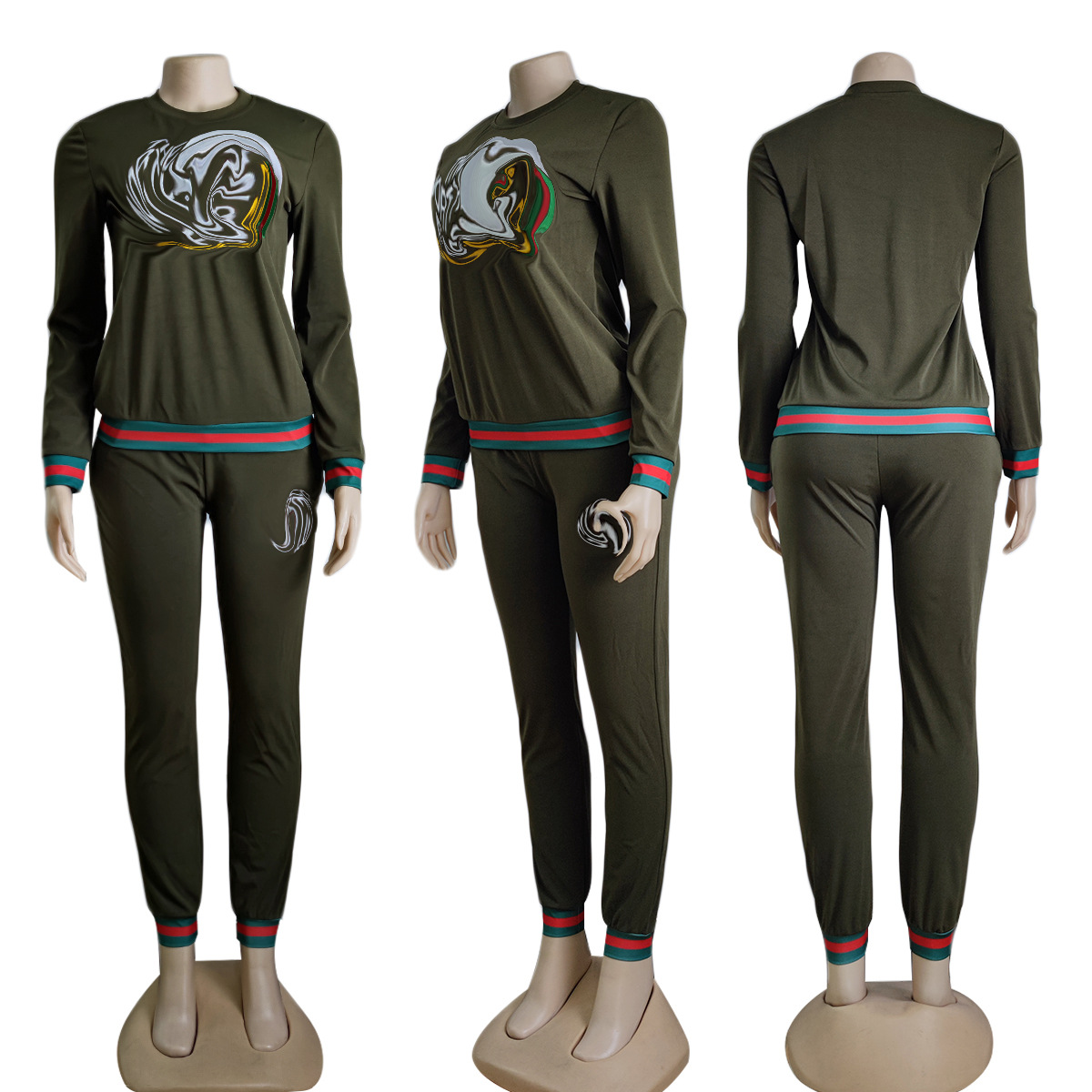 Women Tracksuits Long Sleeve Stitching Hoodie Top Trousers Outfits Ladies 2 Piece Sets Sportsuit Casual Sweatershirt Clothing Hoodies Trouse Sportwear