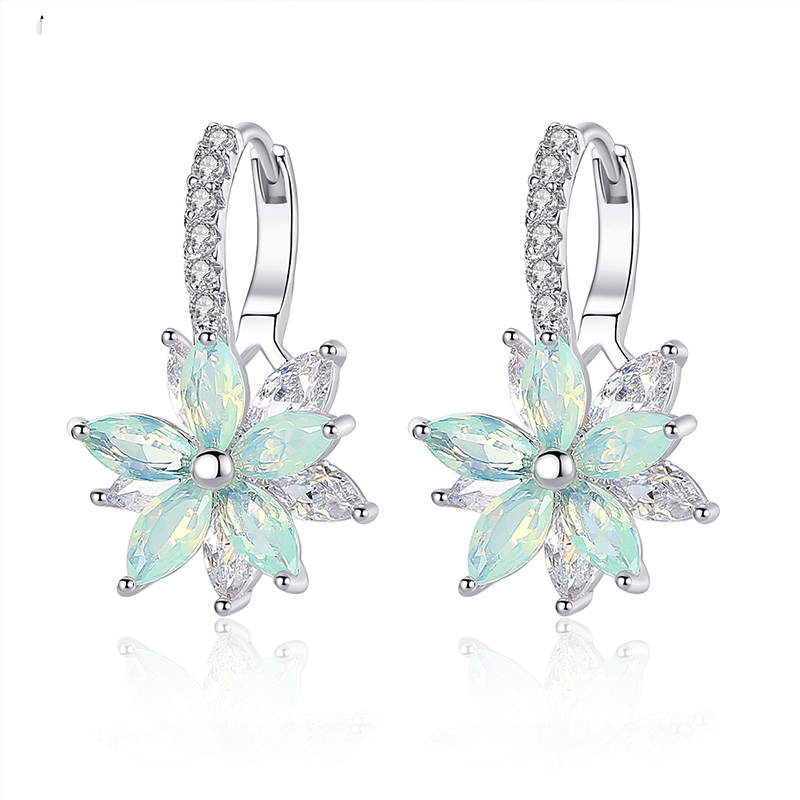 Crystal flowers Charm Stud Earring Vintage Jewelry 925 Sterling CZ Diamond Sparkling Women Men Earrings For Lover Gift