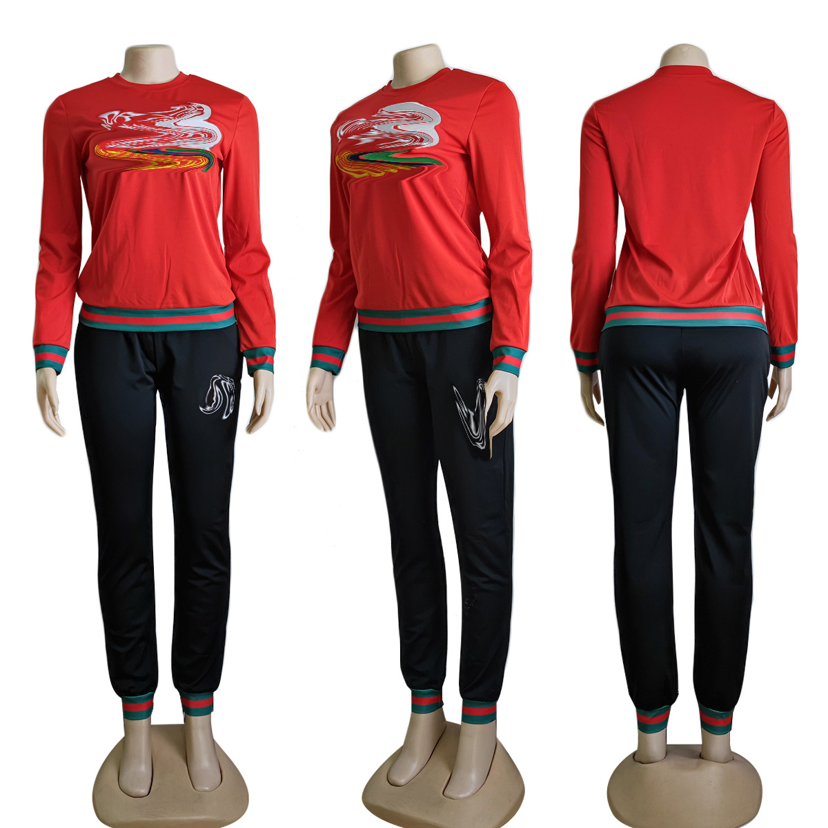 Women Tracksuits Long Sleeve Stitching Hoodie Top Trousers Outfits Ladies 2 Piece Sets Sportsuit Casual Sweatershirt Clothing Hoodies Trouse Sportwear