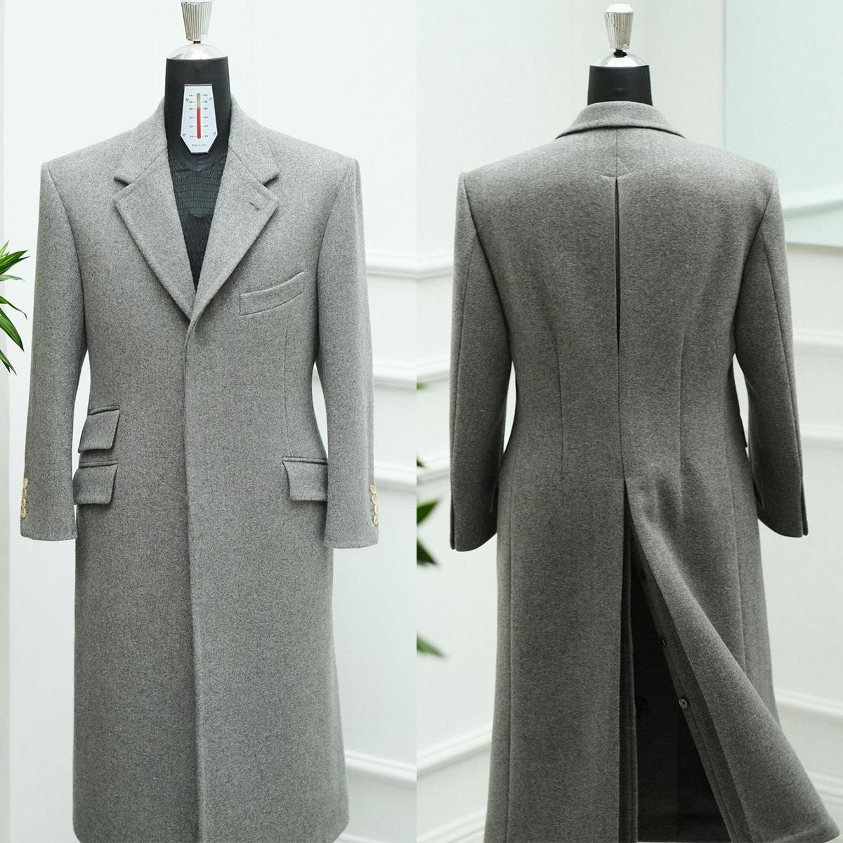 One Piece Handsome Wedding Tuxedos Men Suit Woolen Coat Four Outer Pockets Modern Formal Customized Business Suit Back Vent Hidden Button Casual Autum