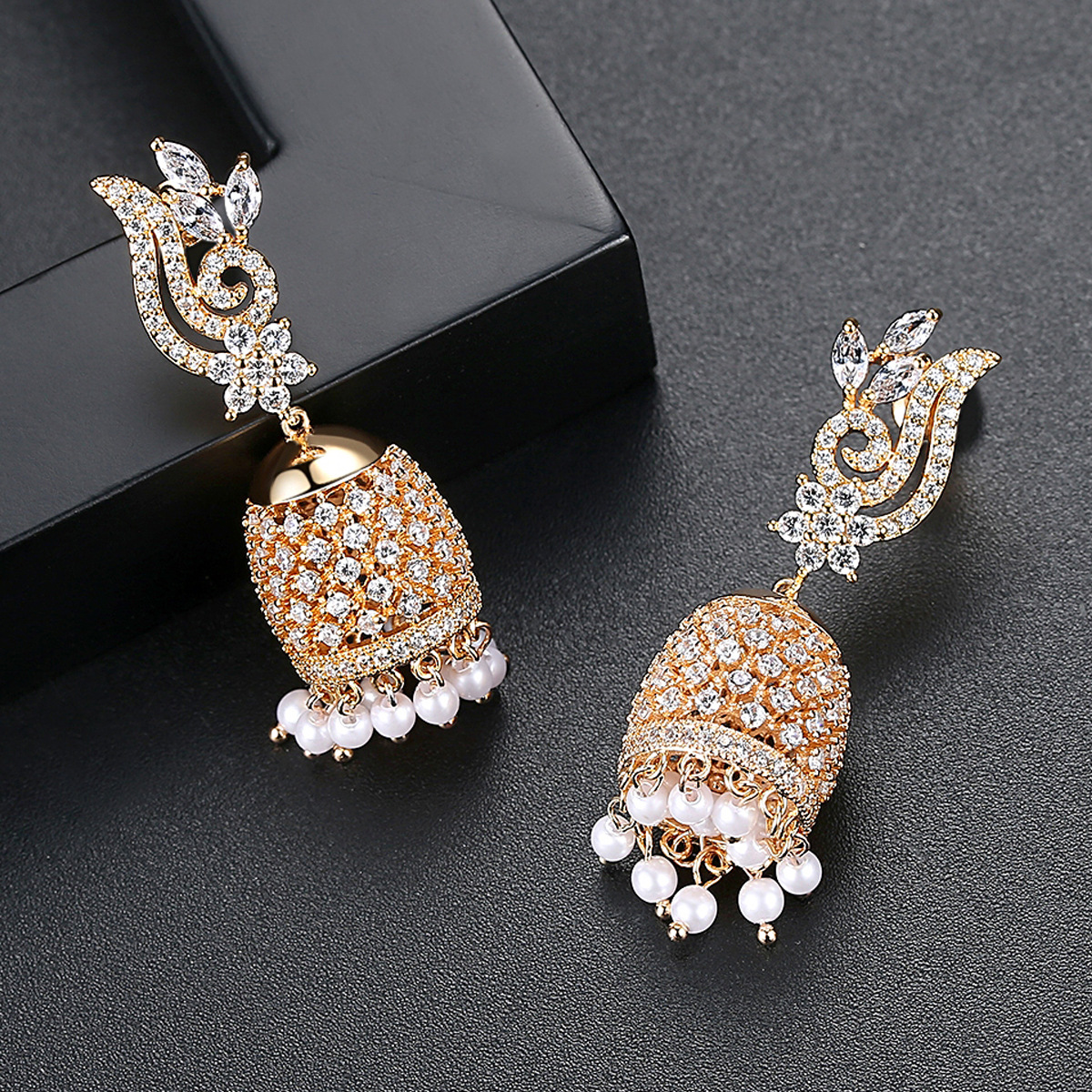 Fashion Charm Women Jewelry 925 Sterling Silver Princess Cut Sweet Cute CZ Diamond Ins Popular Pearl Earring Gift