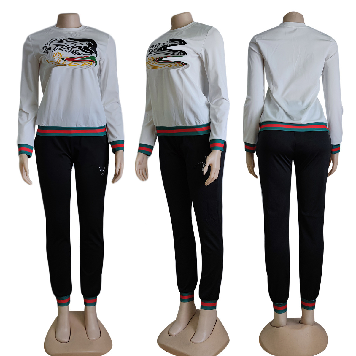 Women Tracksuits Long Sleeve Stitching Hoodie Top Trousers Outfits Ladies 2 Piece Sets Sportsuit Casual Sweatershirt Clothing Hoodies Trouse Sportwear