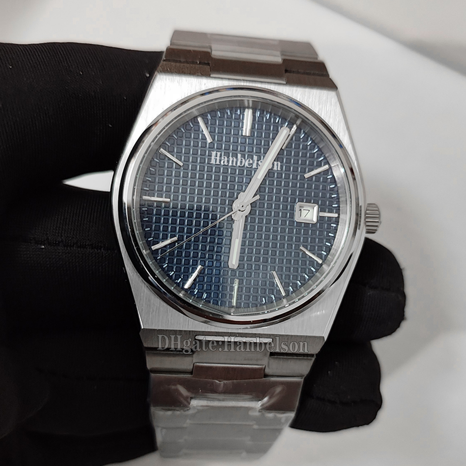 Mens Watch Blue Automatic Movement Glass bottom Steel strap Wristwatches Watches 40mm