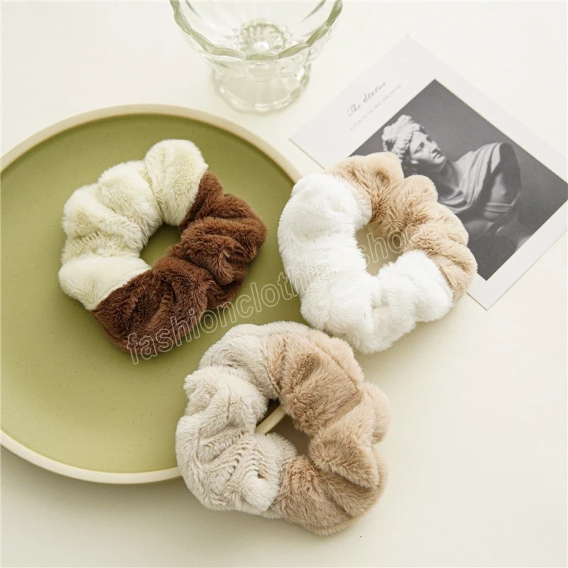 Winter Warm Soft Hair Scrunchies for Women Girls Cute Plush Elastic Hairband Multicolor Rubber Band Hair Accessories