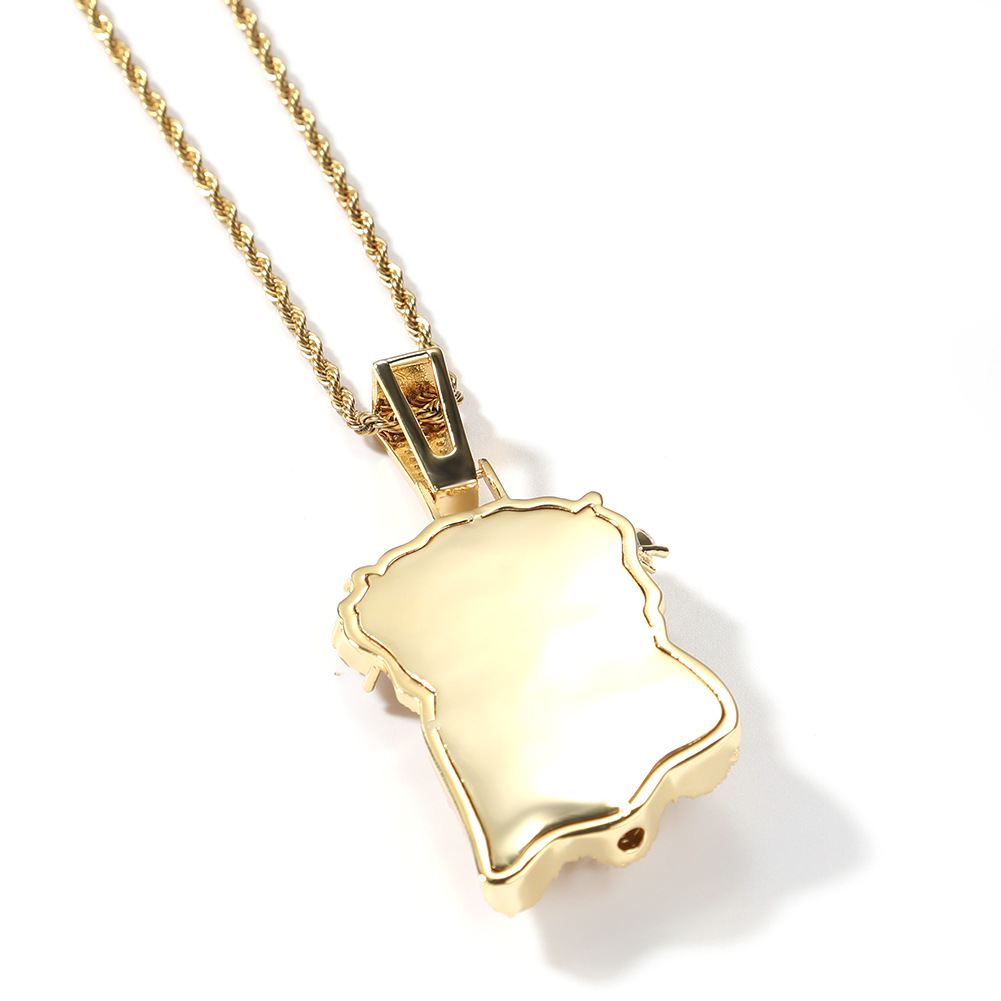 TopBling Large Jesus Face Pendants Necklace Jewelry Real 18K Gold Plated Religious Jewelry