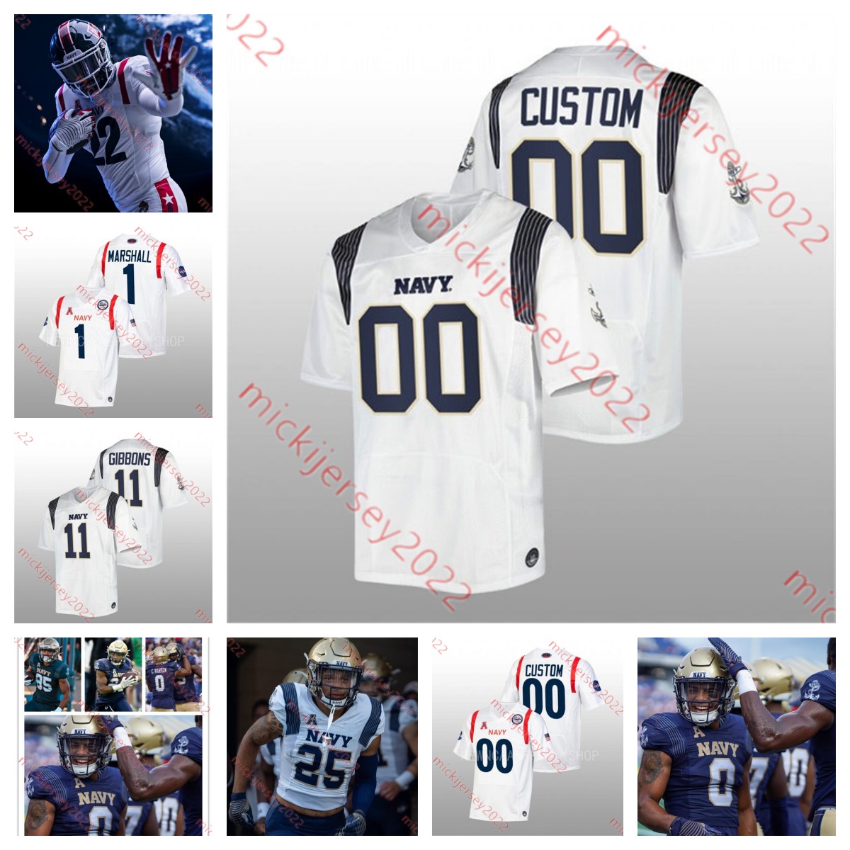 American College Football Wear Mens Custom College Navy Midshipmen Football 10 Teddy Gleaton 11 Blake Horvath 1 Tai Lavatai 9 Maasai Maynor 2 Drevonn Ponder 64 David H, White
American College Football Wear Mens Custom College Navy Midshipmen Football 10 Teddy Gleaton 11 Blake Horvath 1 Tai Lavatai 9 Maasai Maynor 2 Drevonn Ponder 64 David H, White