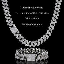 Stock Iced Out Vvs Bracelet Sier Bg Moissanite Dia Cuban k Chain Hip Hop Men Jewelry Necklace
