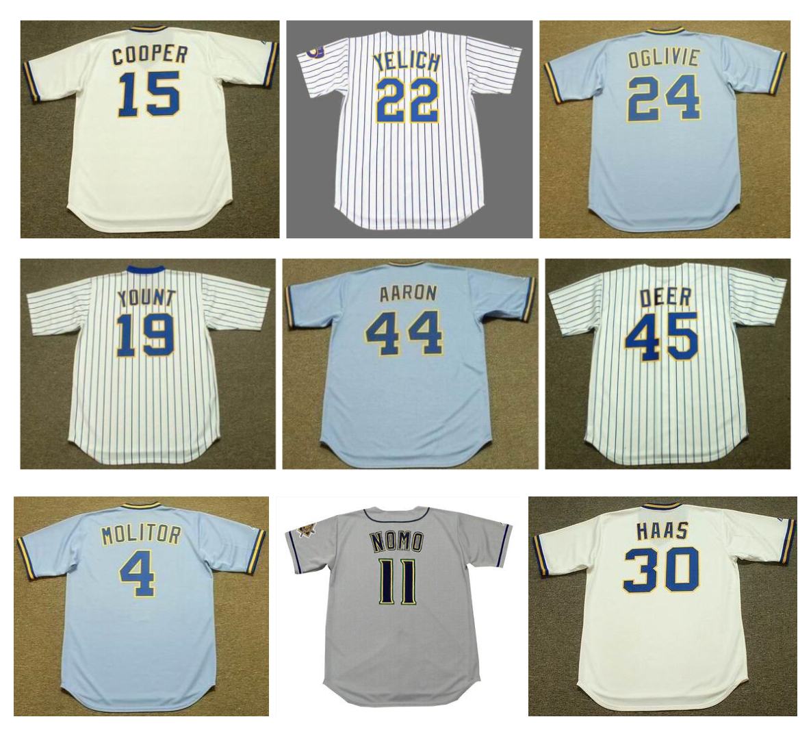 Throwback Milwaukee CHRISTIAN YELICH Cooperstown Brewers Baseball Jersey ROBIN YOUNT CECIL COOPER HIDEO NOMO BEN OGLIVIE DON MONEY HANK AARON PAUL MOLITOR ROB DEER, As pic
Throwback Milwaukee CHRISTIAN YELICH Cooperstown Brewers Baseball Jersey ROBIN YOUNT CECIL COOPER HIDEO NOMO BEN OGLIVIE DON MONEY HANK AARON PAUL MOLITOR ROB DEER, As pic