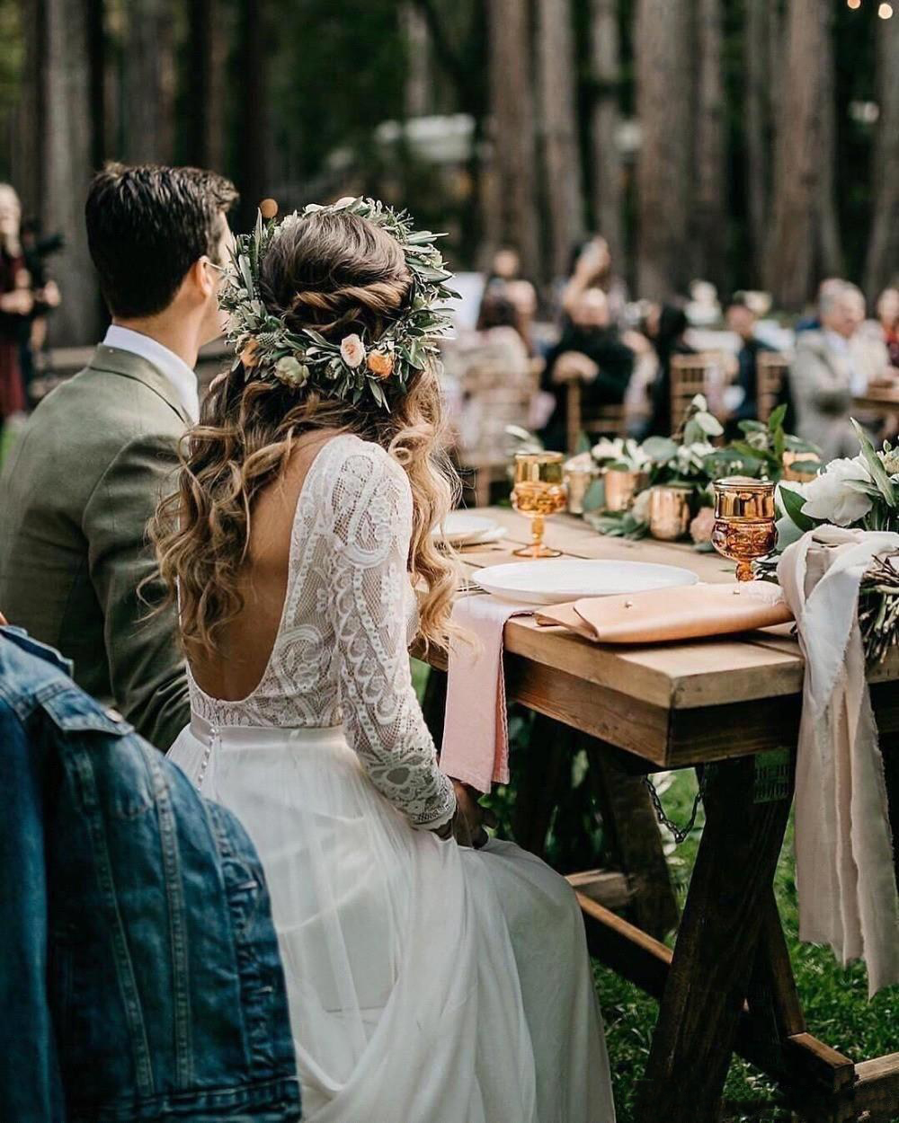 Summer Bohemian A e Dresses Elegant Backless Long Sleeve Lace Countryside Boho Bridal Gowns Wedding Dress