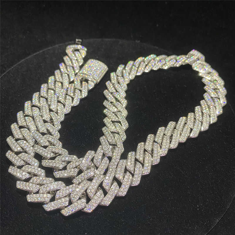Stock Iced Out Vvs Bracelet Sier Bg Moissanite Dia Cuban k Chain Hip Hop Men Jewelry Necklace