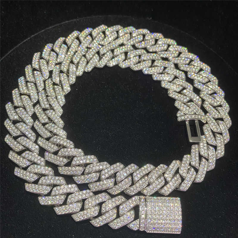 Stock Iced Out Vvs Bracelet Sier Bg Moissanite Dia Cuban k Chain Hip Hop Men Jewelry Necklace