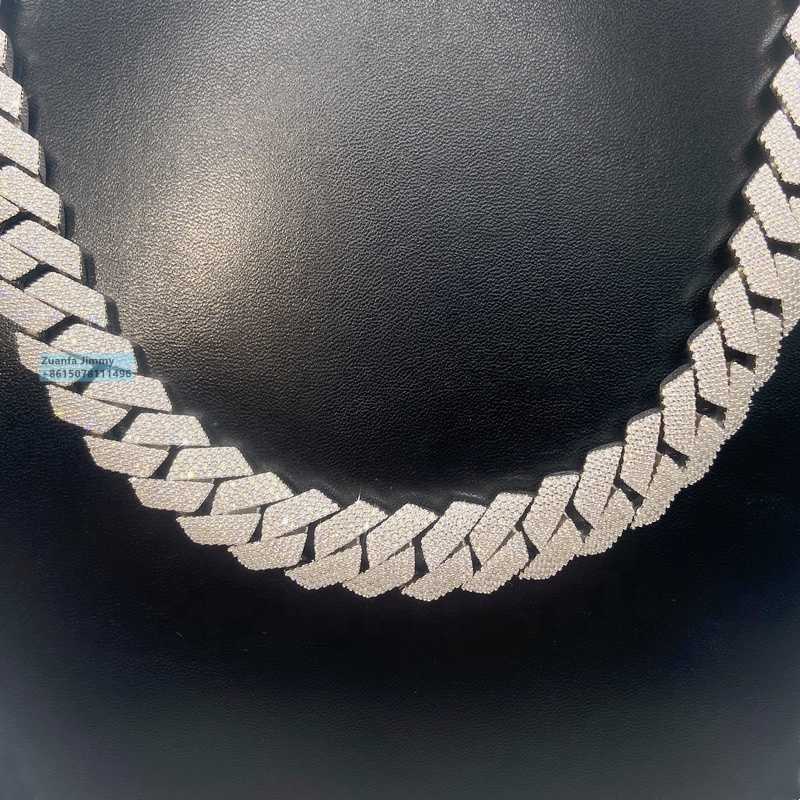 necklace moissanite chain Luxury Pass Diamond Tester 20mm 4row Stone Iced Out Vvs1 Moissanite Cuban Chain Men