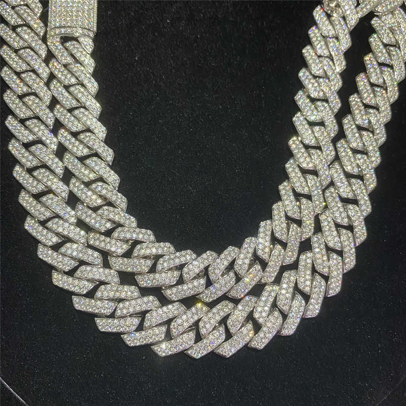 Stock Iced Out Vvs Bracelet Sier Bg Moissanite Dia Cuban k Chain Hip Hop Men Jewelry Necklace