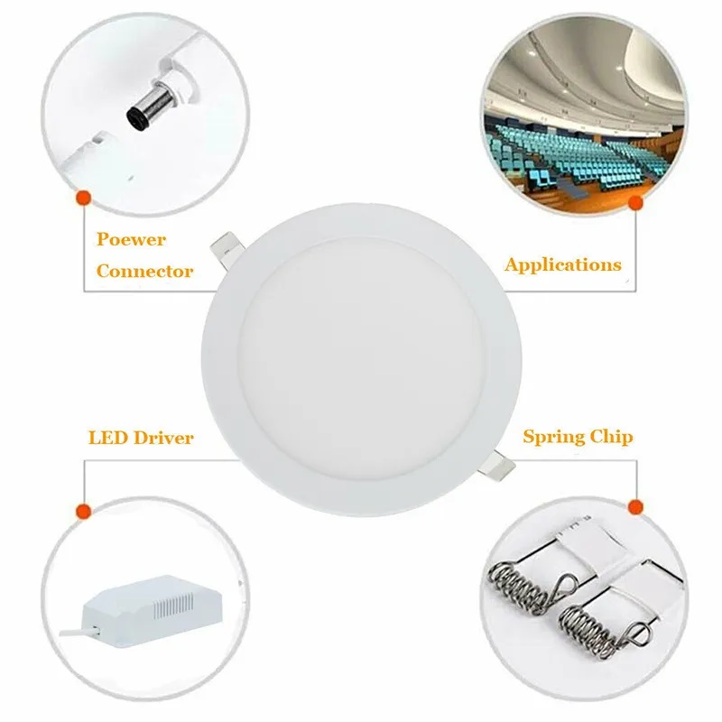 Dimmable Round Led Panel Light 4W 6W 9W 12W 15W 18W 21W 110-240V Led Ceiling Recessed down lamp SMD2835 downlight With driver