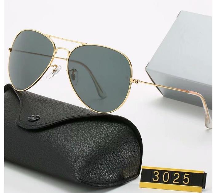 Glass raies bans Designer aviator Shades 3025r Sunglasses for Men Real Rale glasses Woman UV400 Lens Protection Gold Metal Frame Driving Fishing3 B18I