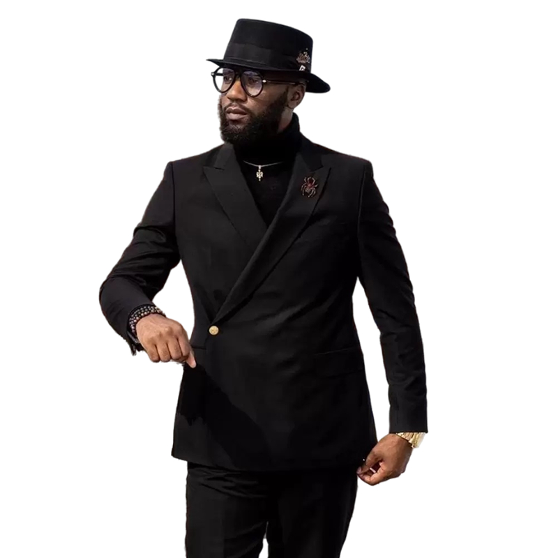 Black Mens Suits Wedding Tuxedos Classic Fit Handsome Groom Wear Wedding Party Blazer Pants 2 Piece Simple Terno Masculino One Button Long Sleeves