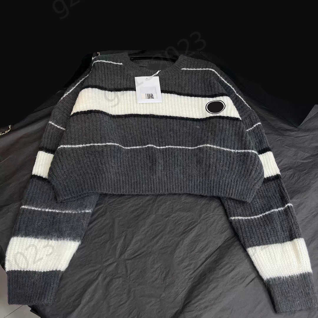 Womens Sweaters Contrasting Color Striped Crew Neck Pullover Knitted Sweater Off Shoulders Long Sleeves Short Knitwear Designer Women Apparel, 10
Womens Sweaters Contrasting Color Striped Crew Neck Pullover Knitted Sweater Off Shoulders Long Sleeves Short Knitwear Designer Women Apparel, 10