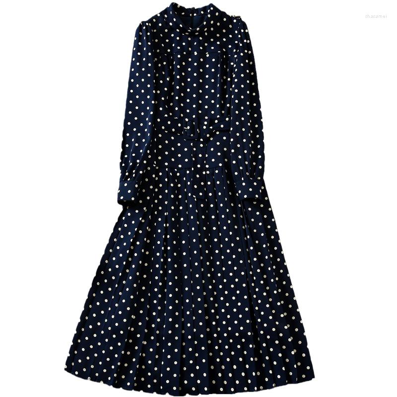 Casual Dresses Princess Kate Women Designer High Quality Spring Autumn Fashion Elegant Vintage Dot Pr