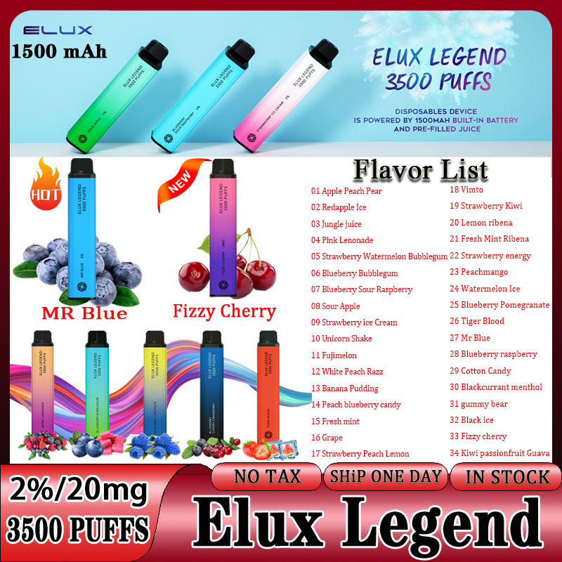 Elux Legend 3500 Puffs Disposable Vape New Legends Puff 3500 Legends Pro E Cigarettes Disposables Vapes Pen 1500mAh Vaporizer Stick Vapor Kit 2% 10ml Pre Filled Bar
Elux Legend 3500 Puffs Disposable Vape New Legends Puff 3500 Legends Pro E Cigarettes Disposables Vapes Pen 1500mAh Vaporizer Stick Vapor Kit 2% 10ml Pre Filled Bar